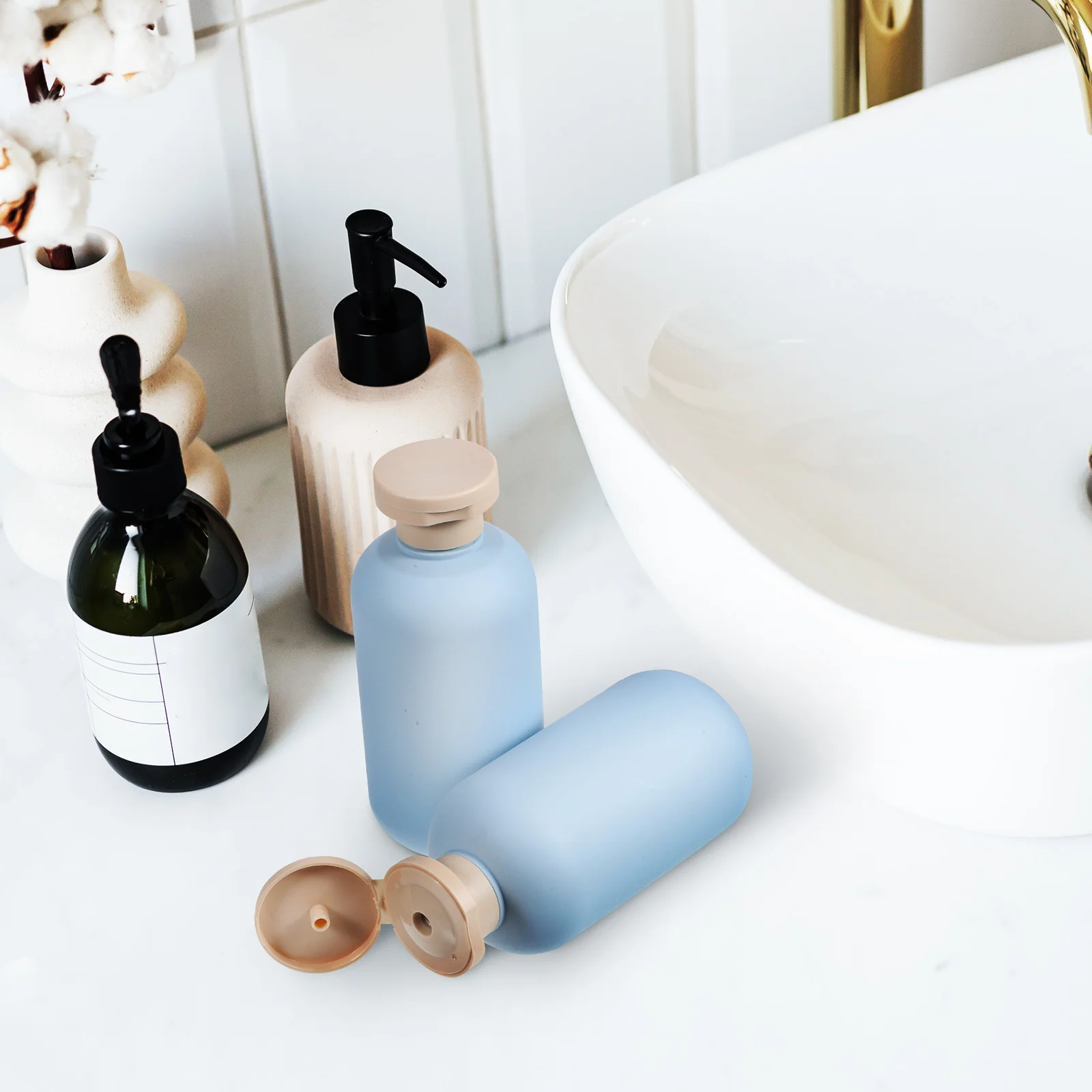 2개 세트 샴푸 병 플라스틱 여행용 병 화장품용 리필 가능한 소형 용기 누수 방지 여행용 로션 바디 워시