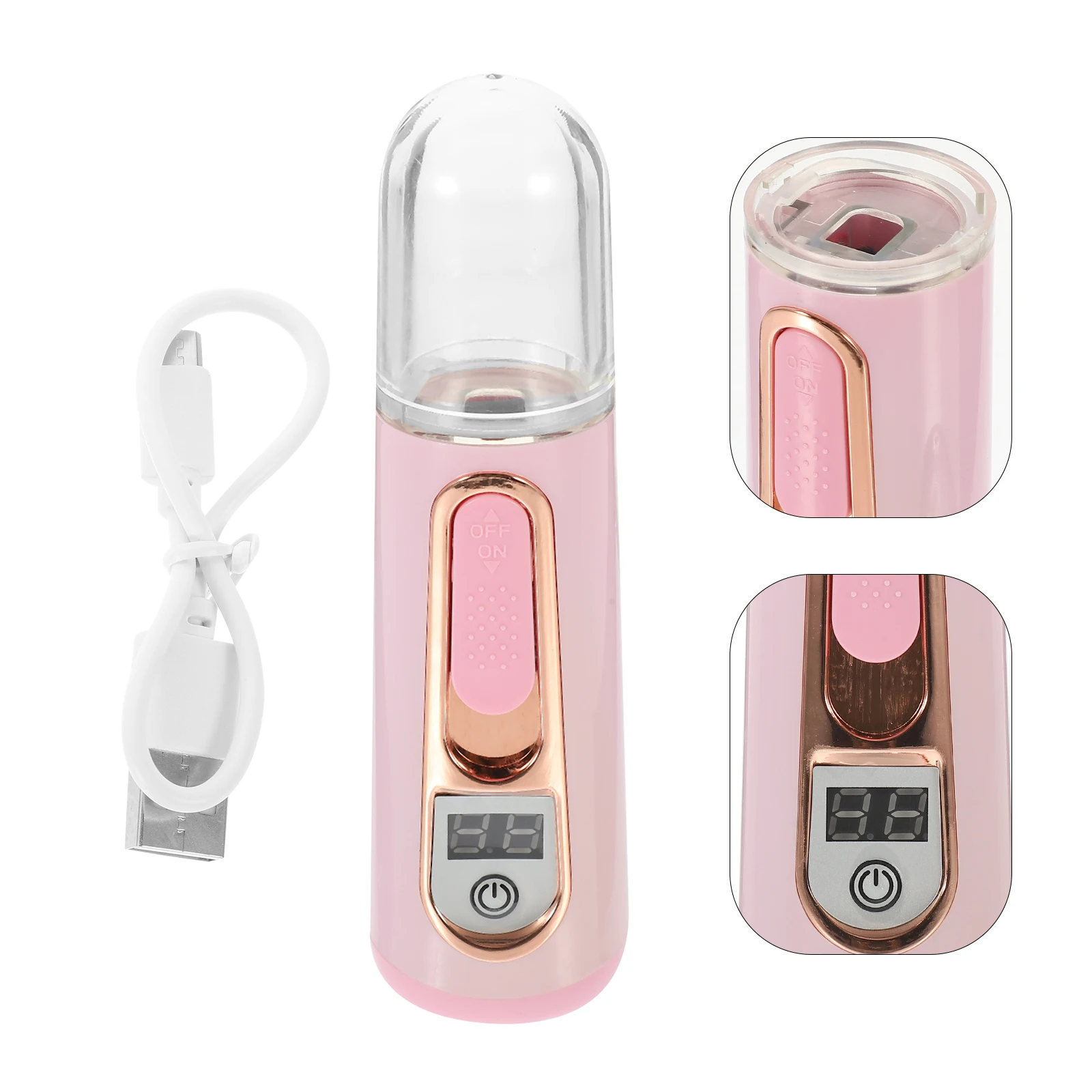 

35ml Portable Nano Sprayer Water Supply Instrument Hand Held Beauty Apparatus Facial Humidifier for Woman Lady Girl (Red, USB Pa