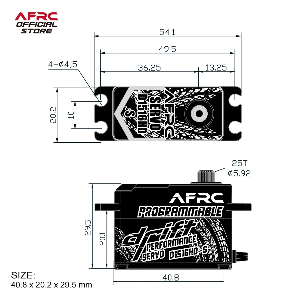 AFRC D1516HD-S Kit de deriva de carreras profesional Servo de perfil bajo para 1/10th Touring car & Buggy racing, 1/10th Drift,F1, Rally