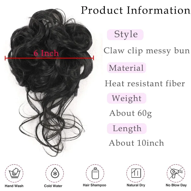 فوضوي كعكة الشعر خصلات شعر للنساء كليب في مخلب هيربيسي الاصطناعية العقدة Tousled أوبدو كعكة ملحقات موجة مجعد الشعر