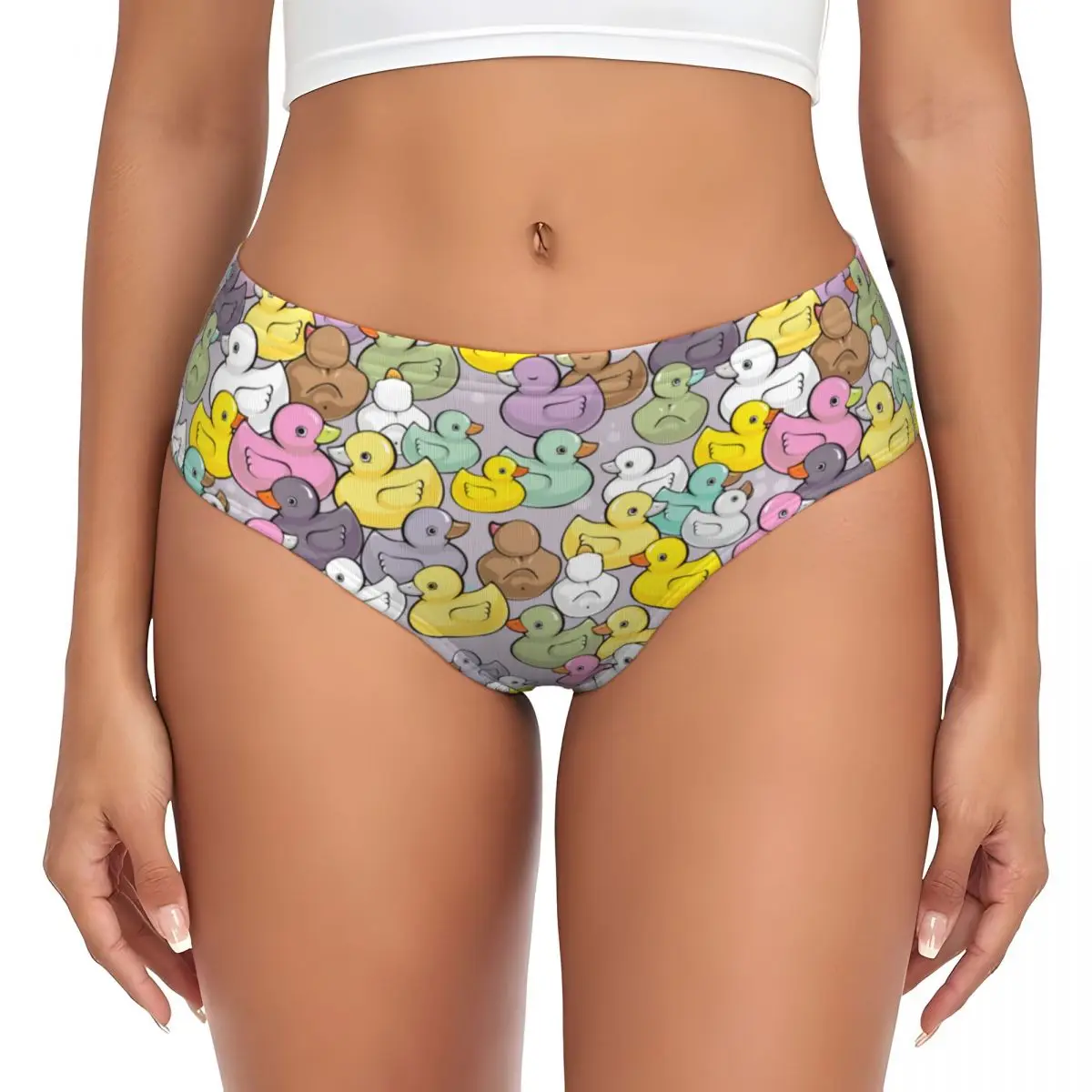 Custom Colorful Baby Rubber Ducky Brief Panties Women Breathable Underwear