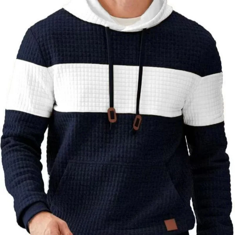 New Men's Color-blocking Simple and Fashionable Versatile Top Loose Pullover Hoodie Spring and Autumn Thin Sweatshirt