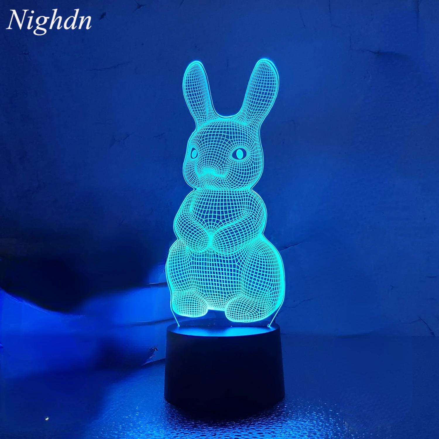 Lámpara de conejo de luz nocturna 3D para niños, decoración de dormitorio, Navidad, cumpleaños, vacaciones, Pascua, regalos para niños y niñas