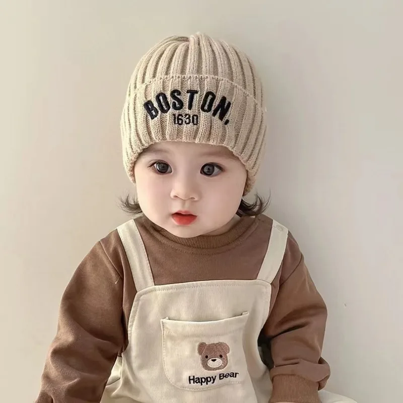 Cappelli per bambini autunno e inverno cappello di lana lavorato a maglia ragazzi caldo cappello di protezione per le orecchie antivento ragazze set