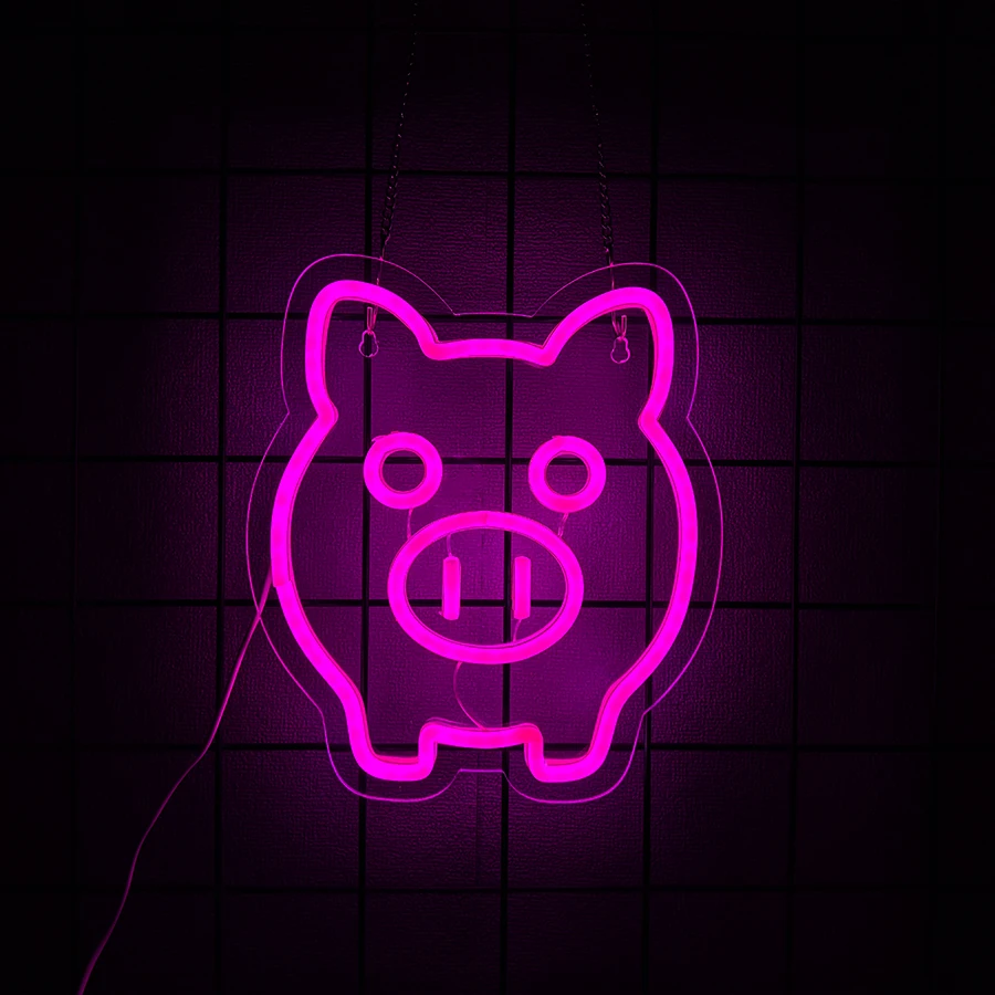 Pig Shape Pink Neon Sign For Wall Decor,Led Neon Light For Bedroom,Living Room,Party,Doll Store,Gift For Friends,USB Powered
