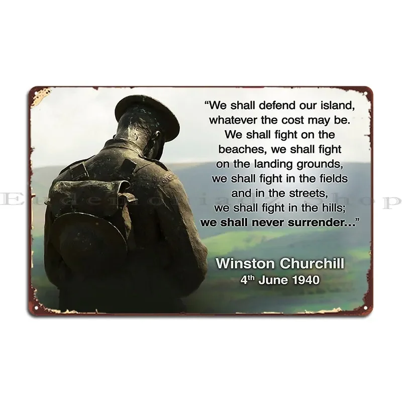 Strength In The Face Of Adversity A Winston Churchill Motivational Design Metal Plaque Create Printed Kitchen Tin Sign Poster