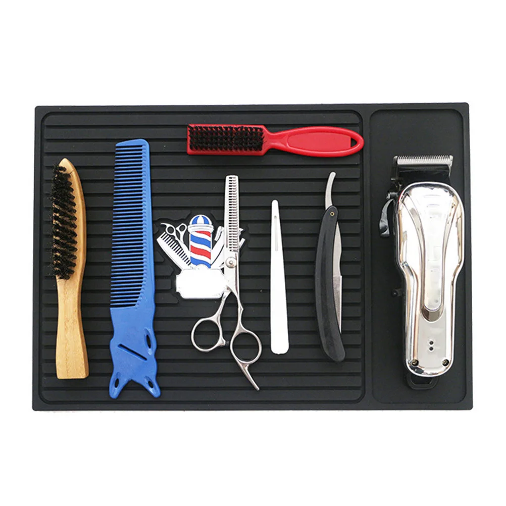 

1 pc Anti-Slip For Hair Clippers Large Capacity Storage Mat Barber Shop Use Non-Slip Hairdressing Tools Mat Black Kitchen Bar