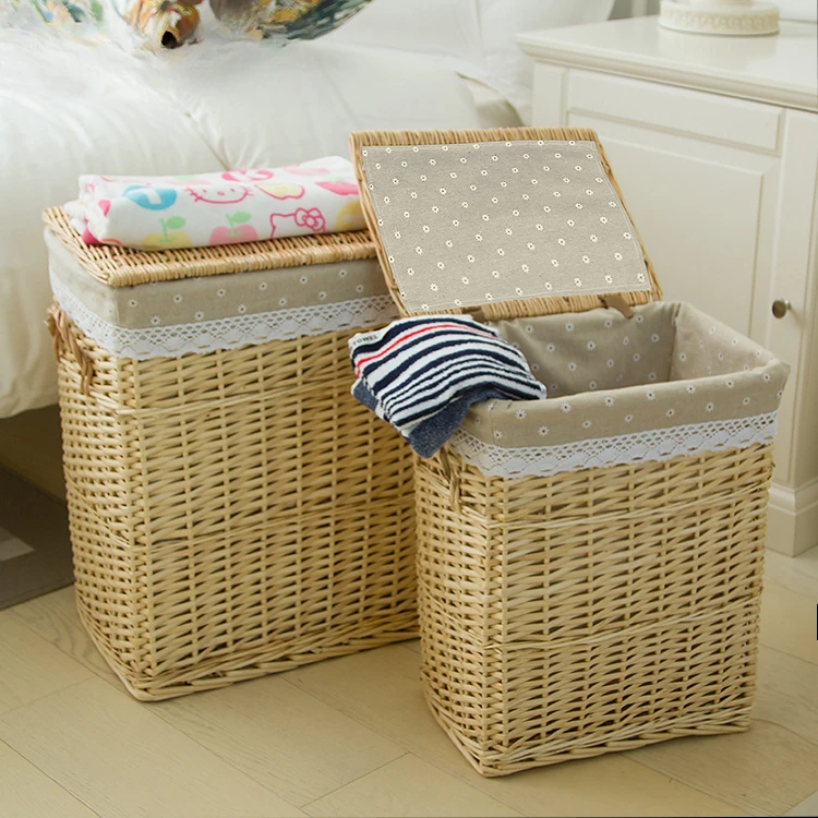 

Export quality pastoral storage box large covered rattan storage box clothes storage box wickerwork storage basket