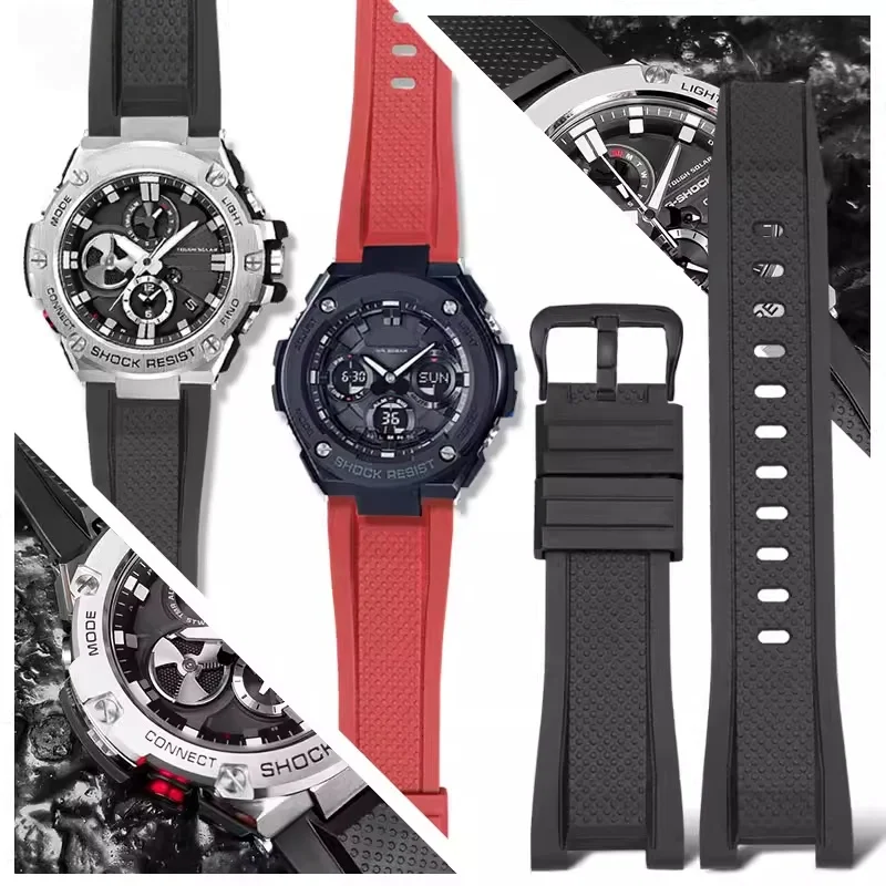 Bracelet de montre en silicone pour G-SHOCK Casio GST-B100 410 W100 S110 120 W300 210 GST-400G, bracelet de montre en silicone en résine