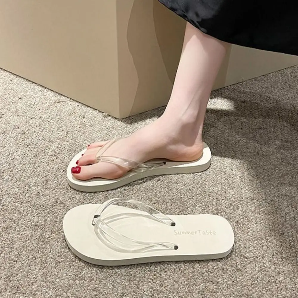 Shoes Rubber Transparent Thong Sandals Waterproof Clip Toe Women Flip Flops Non-Slip Slippers Swimming