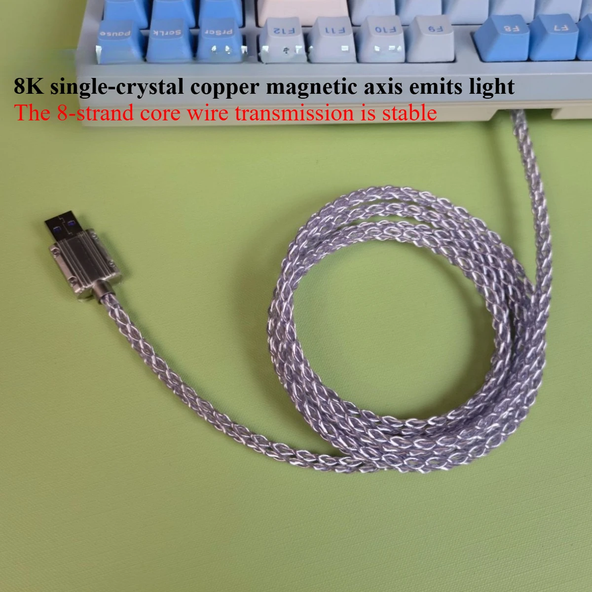8K-Rücklaufrate, Daten, Magnetschalter, mechanische Tastatur, Einzelkristall, Kupfer, USB auf Typ-C-Beleuchtungskabel, 8-adriger Drahtkern