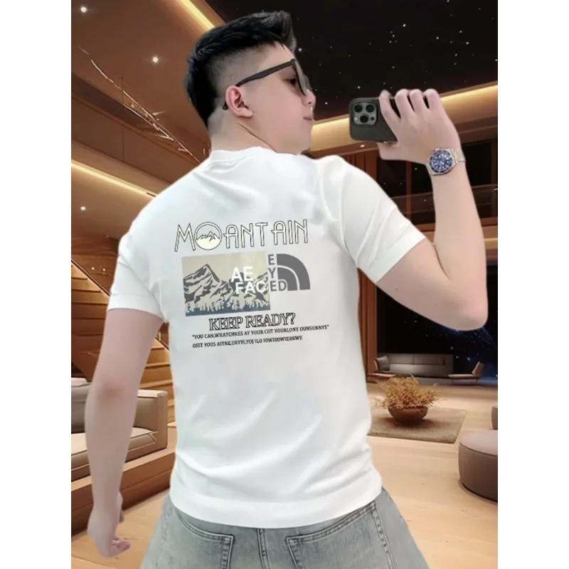 الاتجاه الأوروبي عالية الجودة قصيرة الأكمام تي شيرت 2026 الصيف عارضة إلكتروني طباعة Ins جولة الرقبة نصف كم