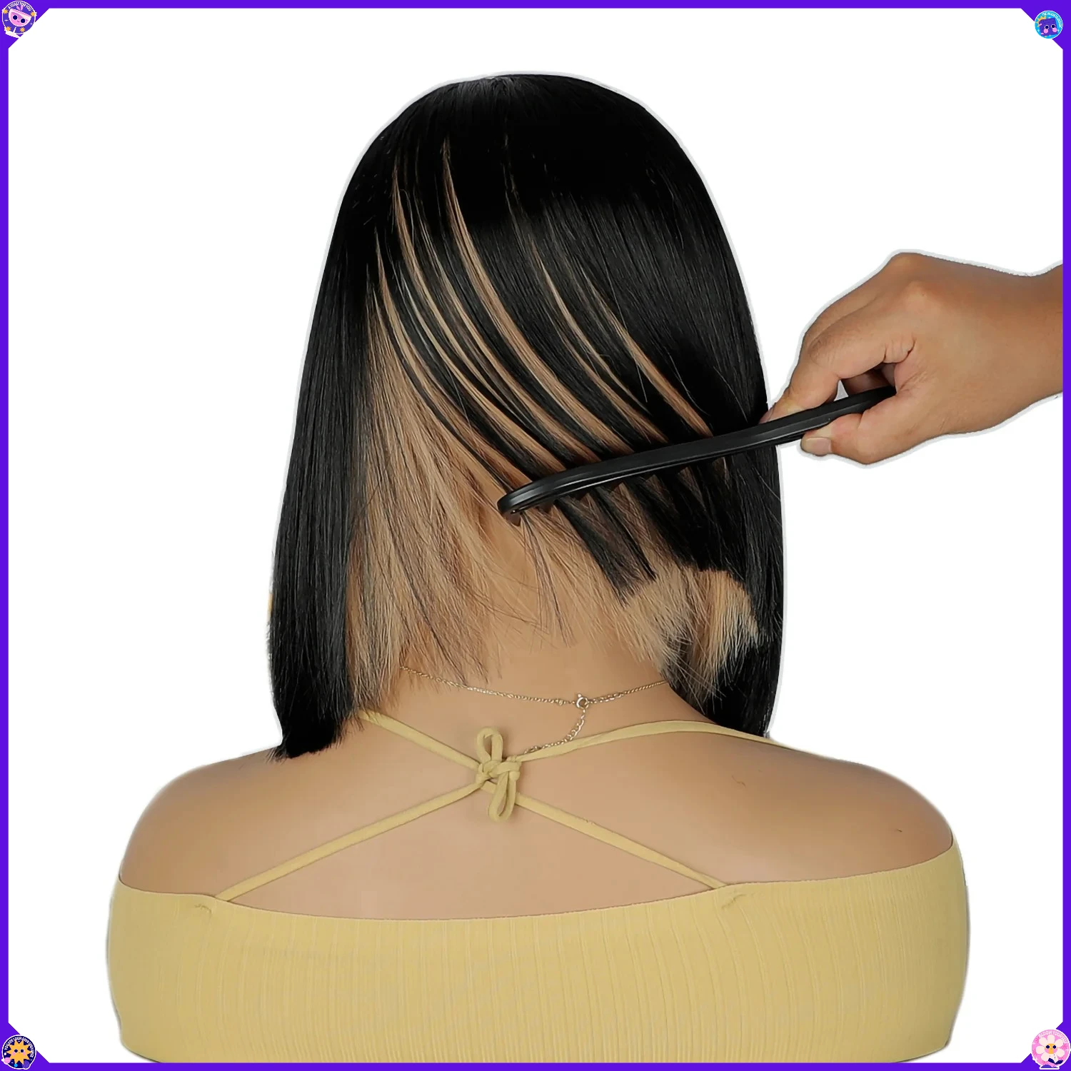 

Synthetic Short Bob Wig Rainbow Yellow Highlight Green Red Pink Ombre Cosplay Costume Party Carnival Daily Use Anime Fiber Hair