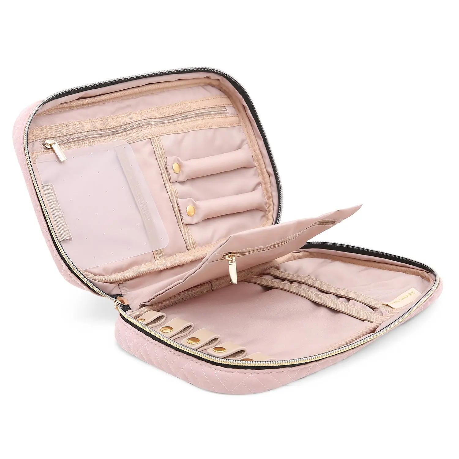 Custodia per gioielli borsa da viaggio per gioielli da viaggio per collana, orecchini, anelli, bracciale, rosa morbido
