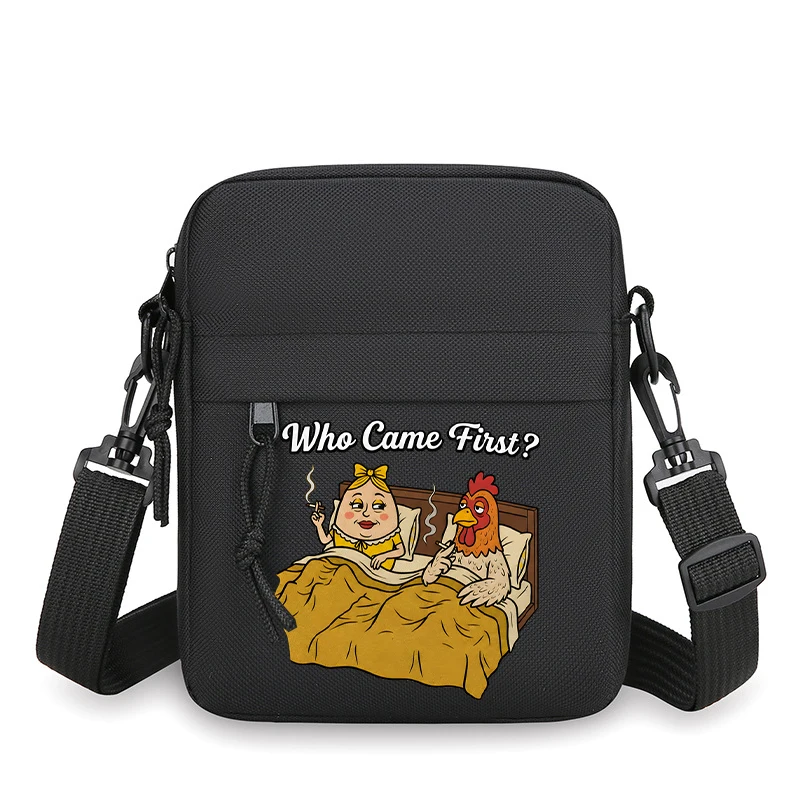 Cool Smoking Chicken Funny Meme Graphic Men's Shoulder Bag Fashion Zipper Mini Mobile Phone Bag Man Small Crossbody Bags