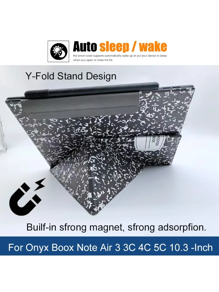 Étui Funda pour Onyx Boox Note Air3 3C Air4 4C Air5 5C, 10.3 pouces, housse intelligente, support pliable en Y, veille/réveil automatique avec porte-crayons