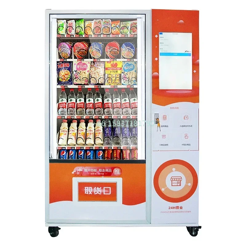 Snack Vending Machine Soda Tacos Snack And Drink Tower Beverage Vending Machine Sale With Coin Card Reader Digital Payment