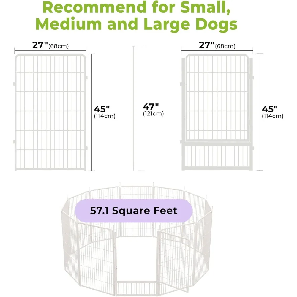 روضة أطفال داخلية كبيرة للكلاب، سياج للحيوانات الأليفة مقاس 45 بوصة و12 لوحة، سهل الإعداد، مضاد للصدأ، أبيض للعلبة الآمنة #2