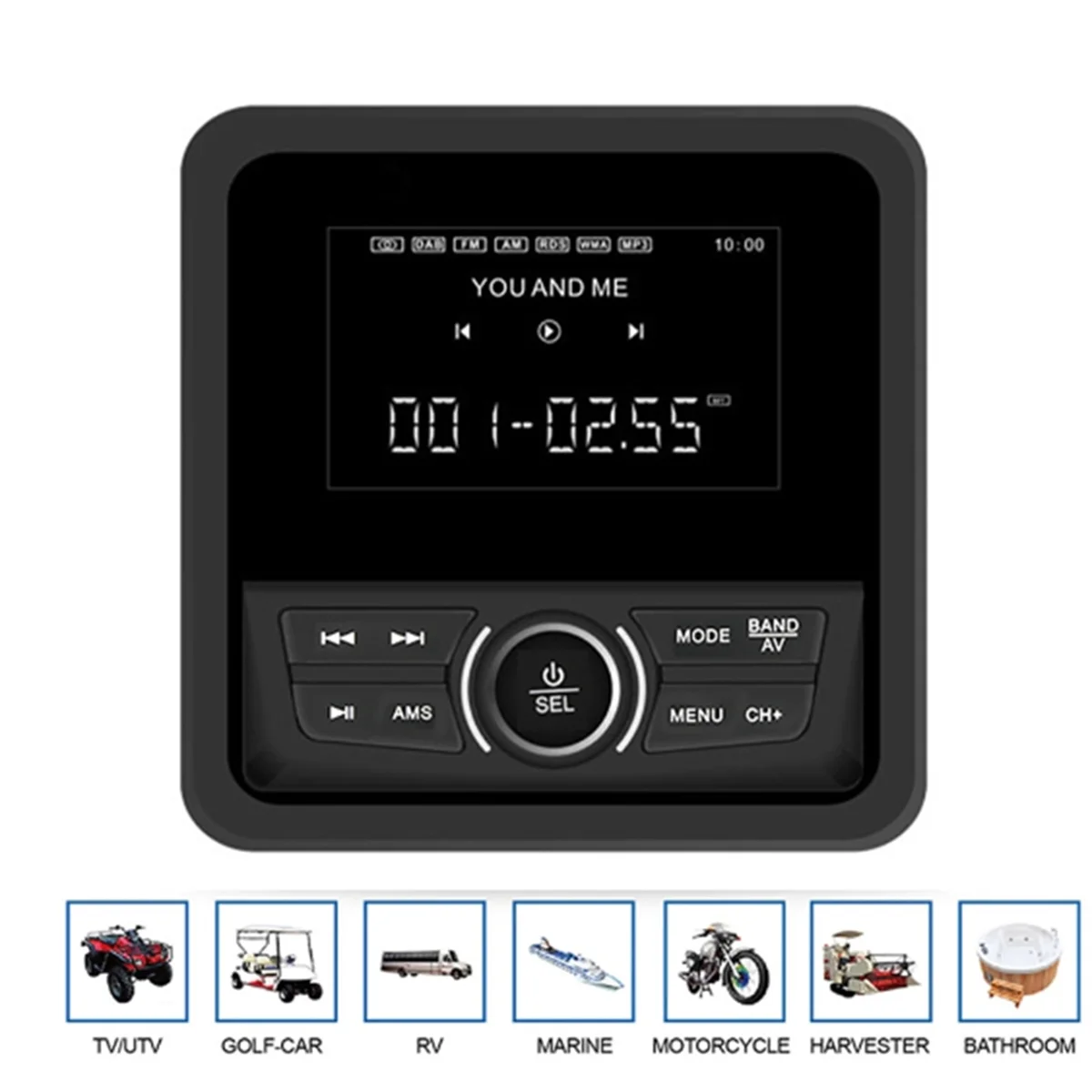 

ADEGBO-Improved Marine Radio AM MP3 Media Player USB AUX Receiver for UTV ATV SPA RZR