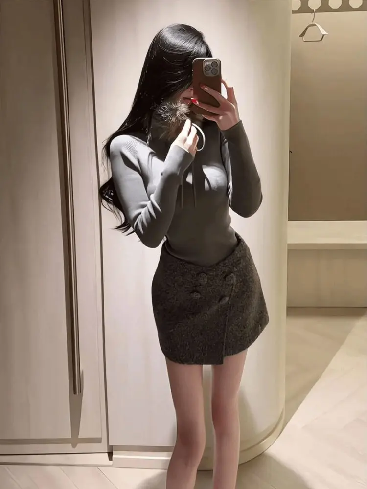 

Корейский комплект из двух предметов: юбка и топ Aosphere Pure Color для женщин, красивый дизайн, весенняя новинка, повседневная одежда