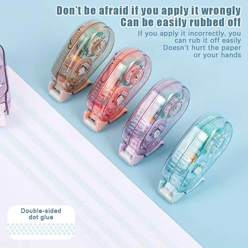 1/4Pcs Cute Double Sided Adhesive Dots Glue Tape Creative DIY Collage Roller Tape School Supplies Student Stationery Gifts