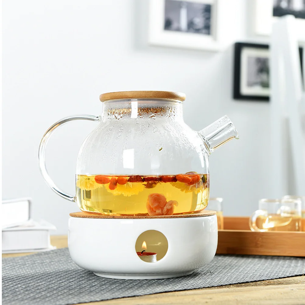 Calentador de té de cerámica, diseño de ventilación redondo para el hogar, oficina, soporte para cafetería, calentador de leche, soporte para estufa de té, accesorio de Bar de cocina, 1 ud.