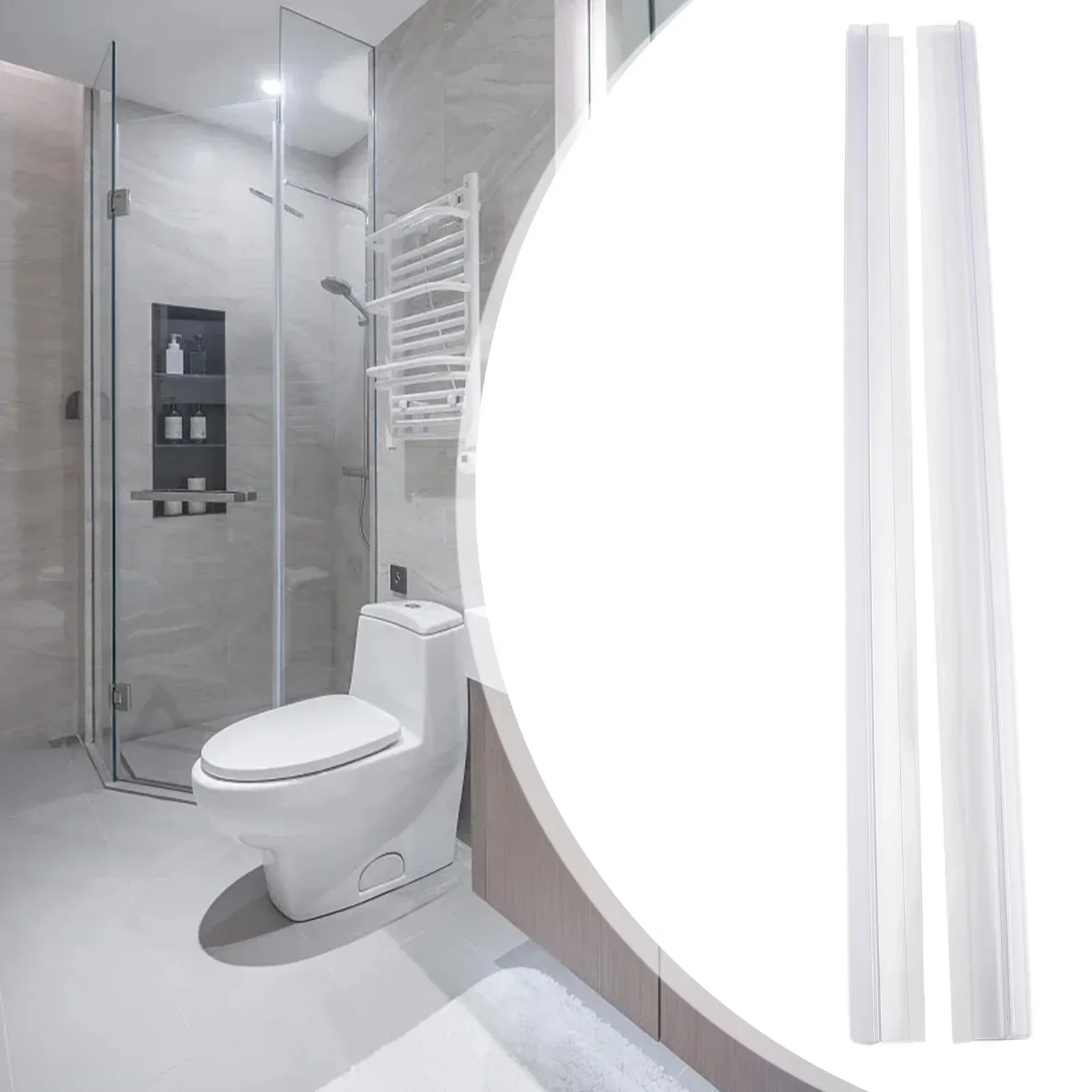 2pcs Bathroom Shower Screen Door Seal Strip PVC 4-6mm Glass Door Bottom Stripping Seal Sweep Water Blocking Strips 50cm