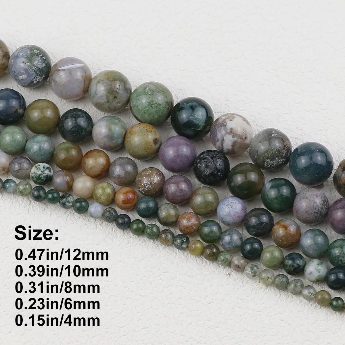 1Strand Natural Indian Agate Stone Round Spacer Loose Beads For Jewelry Making DIY Bracelets Necklaces Accessories 4/6/8/10/12MM