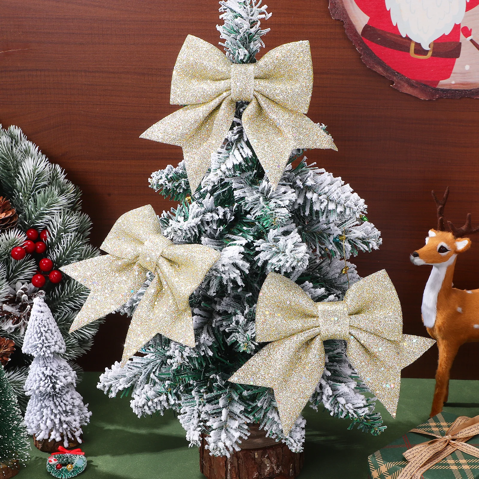 

6 Pcs Christmas Tree Balls Ornaments Bow Decor with Bows on Them Decoration for Pendant