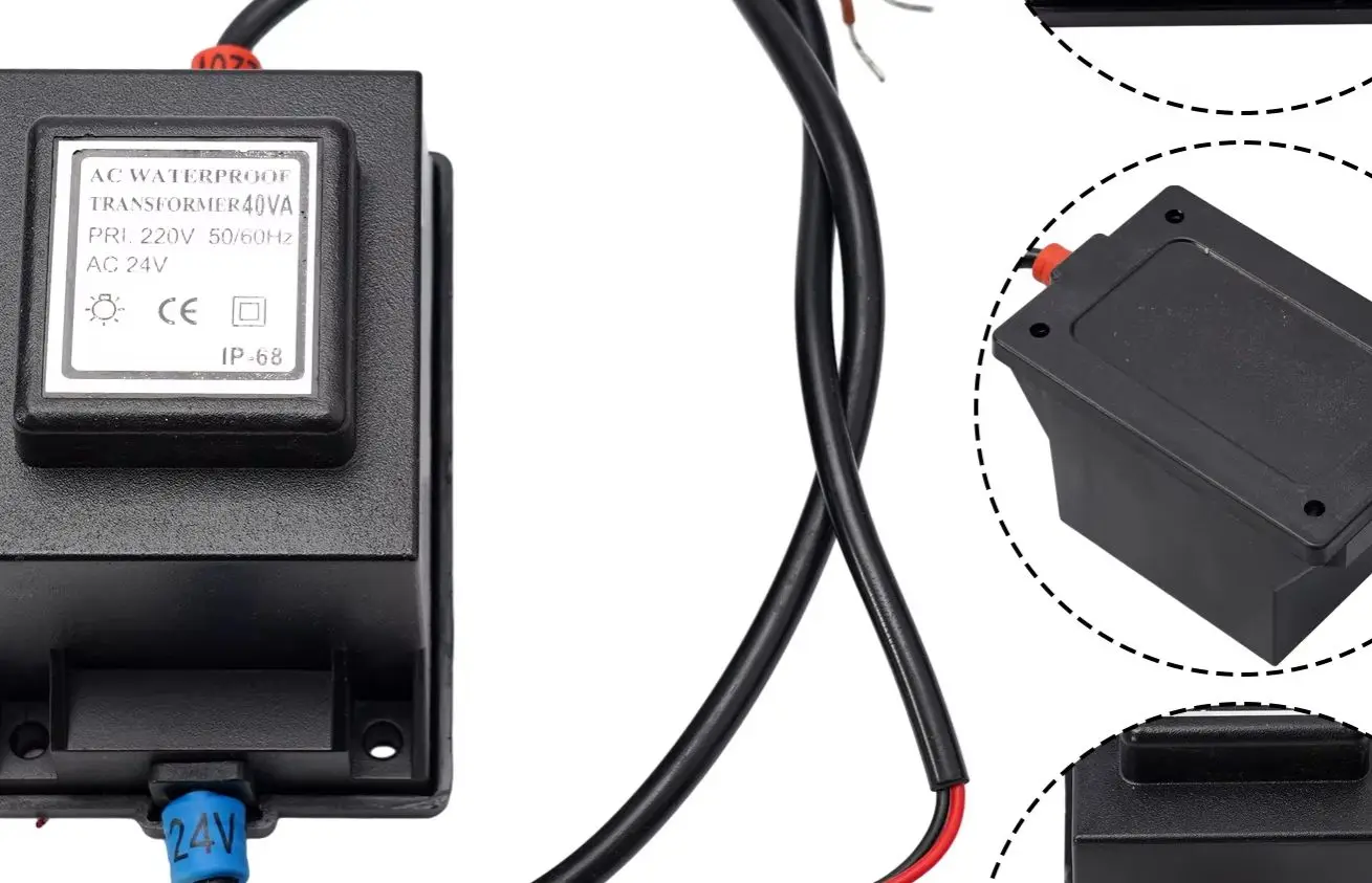 Transformer AC/AC 24V Power Supply For LED Lighting, 5-80W Waterproof Isolation Transformer, Suitable For Outdoor Use, IP67