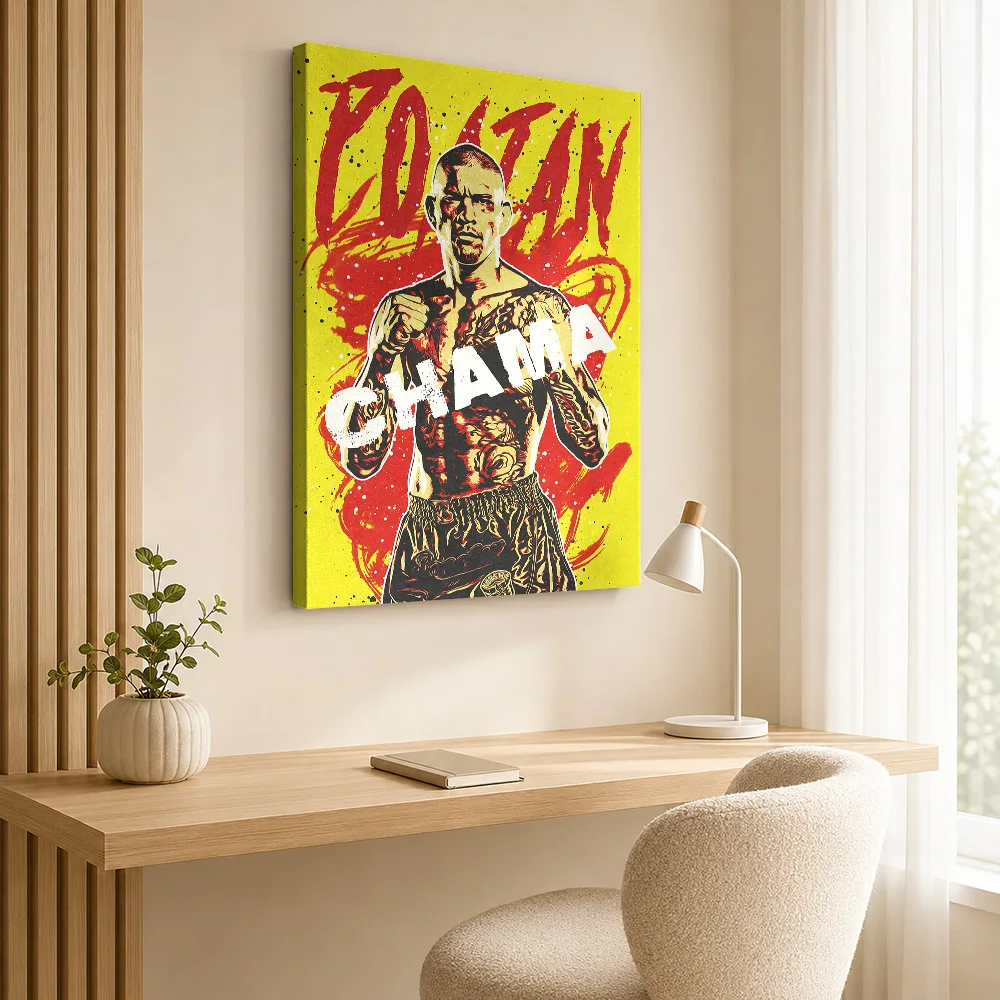 Alex Poatan Pereira MMA Fighter Canvas Print Poster Customized Japanese Ink Wall Art for Bedroom Decor Ready to Hang Home Gift