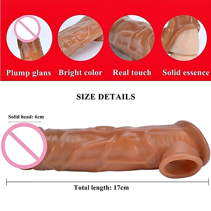 Soft TPE Penis Sleeve Extender Capa Peniana Enlargement Extensor De Pene Extension Adult Toys For Men Sexy Juguetes Sexulaes