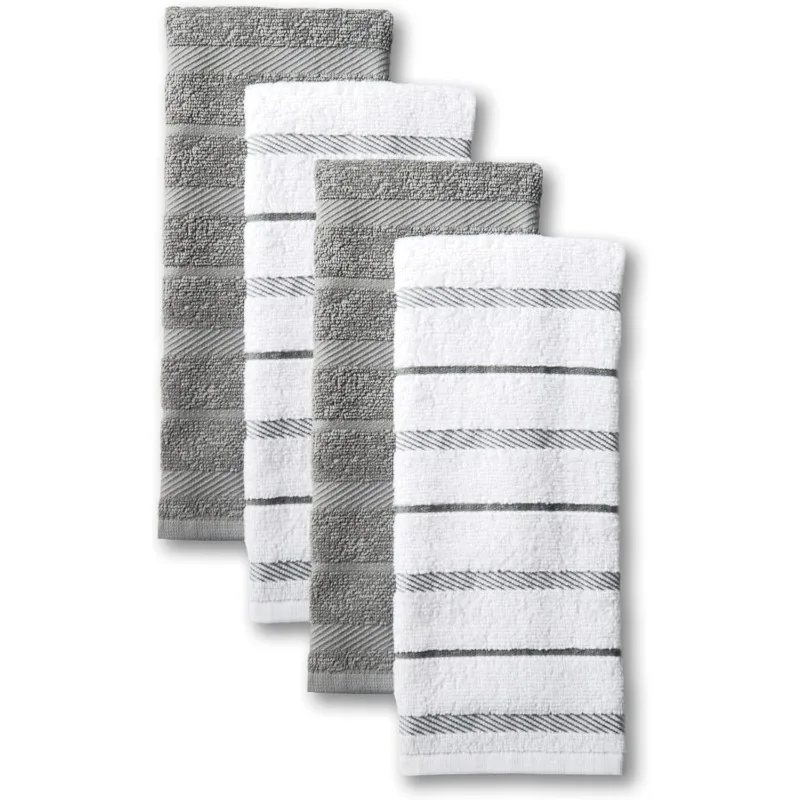 Kitchen Towel 4-Pack Set, Grey/White, 16