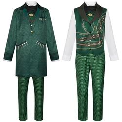 Movie Wicked Cosplay Costume Wizard Green Suit Men Roleplay Costume Halloween Carnival Party Outfits Men Suit Uniform