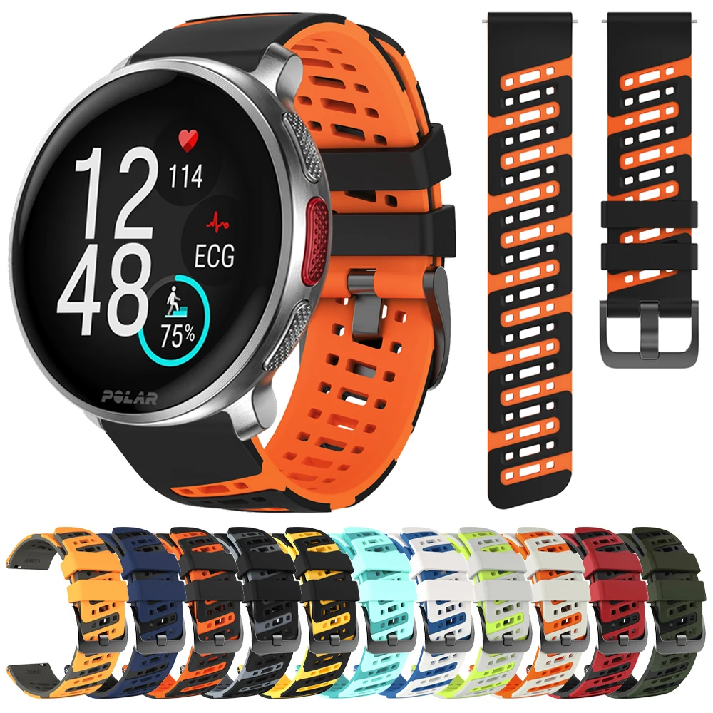 Correa de silicona transpirable de 22mm para Polar Vantage V3 M2/M, pulsera de repuesto para reloj inteligente deportivo Polar Grit X Pro Titan