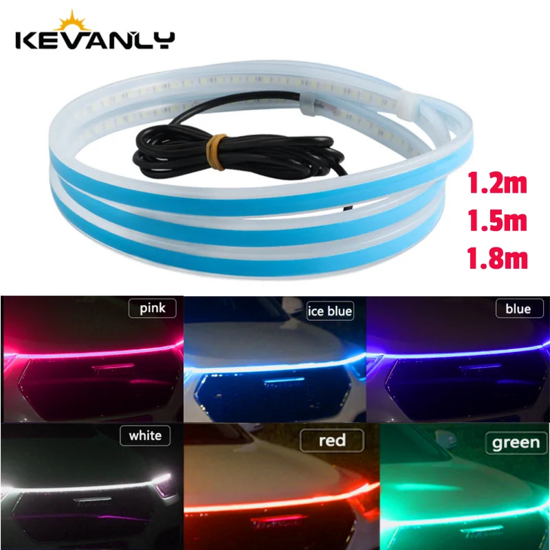 

1.2/1.5/1.8m LED Daytime Running Light single model Car Hood Guide Decorative Lights Auto Engine DRL Ambient Lamp 12V white red
