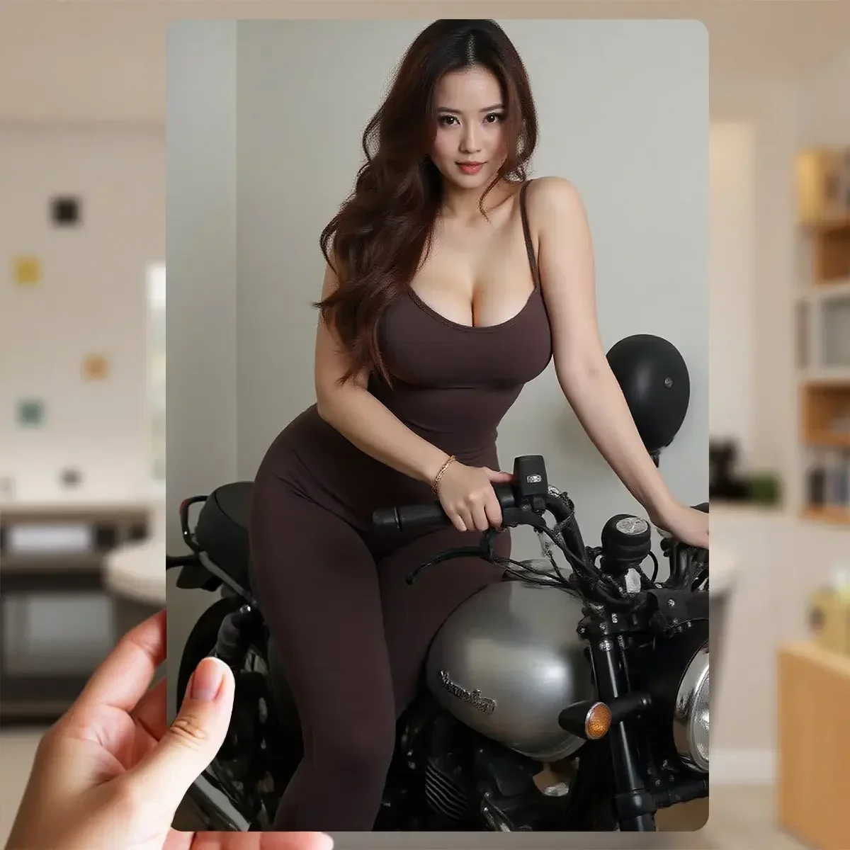 Rebel Beauty 8x12 inch Metal Tin Sign Motorcycle Girl Retro Garage Decor Wall Art