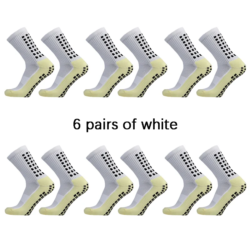 6 pairs of anti-skid classic sports socks with adhesive points, football socks