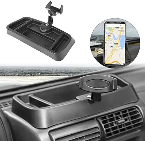 

RT-TCZ Dash Phone Holder & Storage Box for 1997-2006 Wrangler TJ – Multi-Mount Bracket Interior Accessory