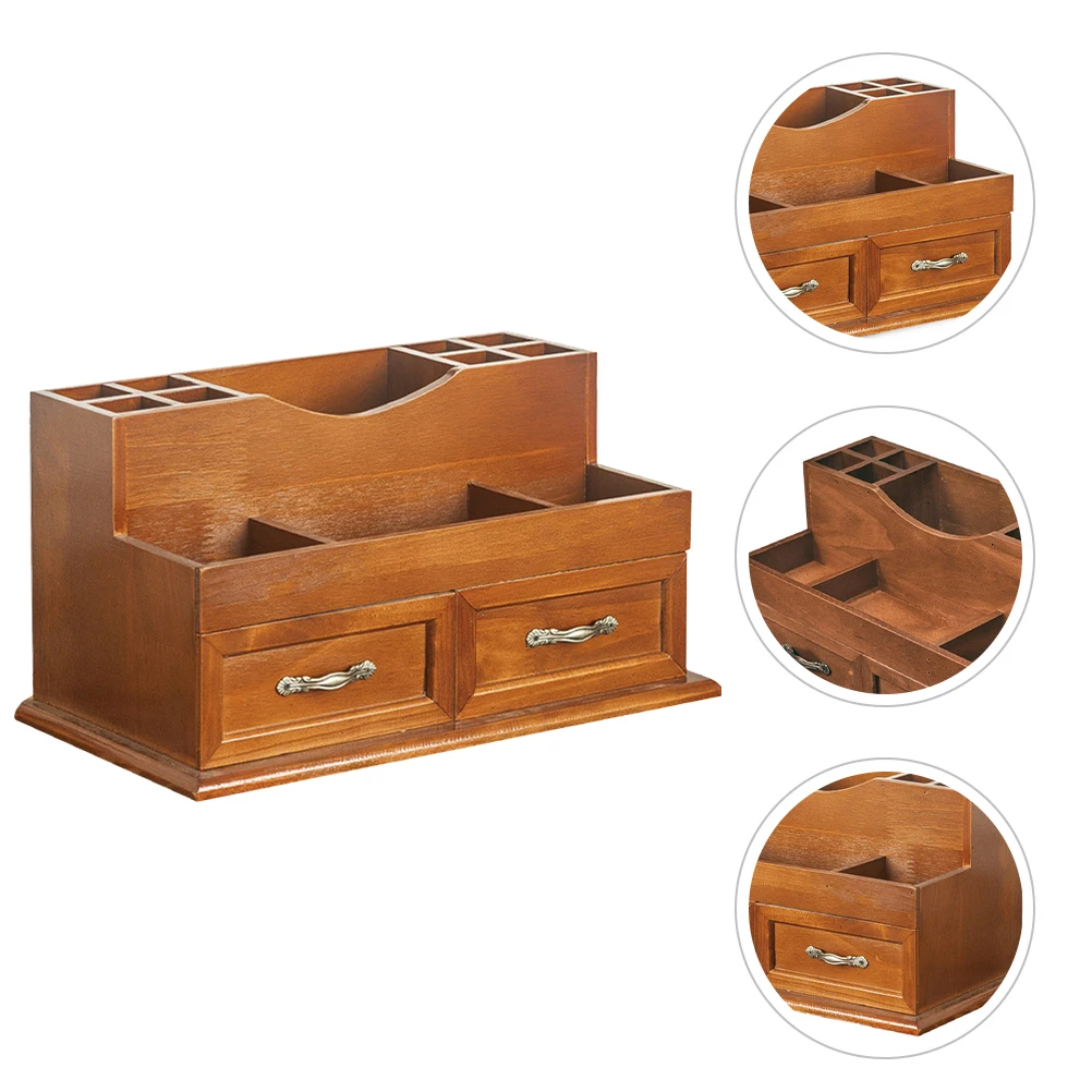 Solid Wood Jewelry Storage Box Drawer Desktop Organizer 2-Grid Large Capacity Craft Container Zinc Alloy Hardware Home