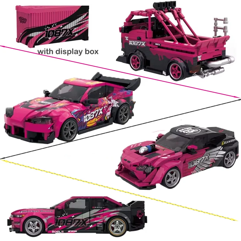 Seri 1087X Model Mobil Kecepatan Blok Bangunan Mobil Sport Drift Balap Super Ornamen Kendaraan Koleksi Hadiah Mainan Bata MOC