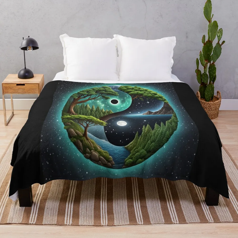 

Galactic Yin and Yang Throw Blanket Bed covers sofa bed Luxury Custom Blankets