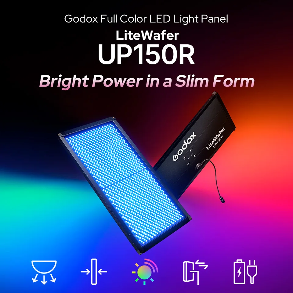Godox LiteWafer UP150R 1800K to 10000K Full-color LED Panel Light with Wired DMX Bluetooth APP Control for Photography CRI 97