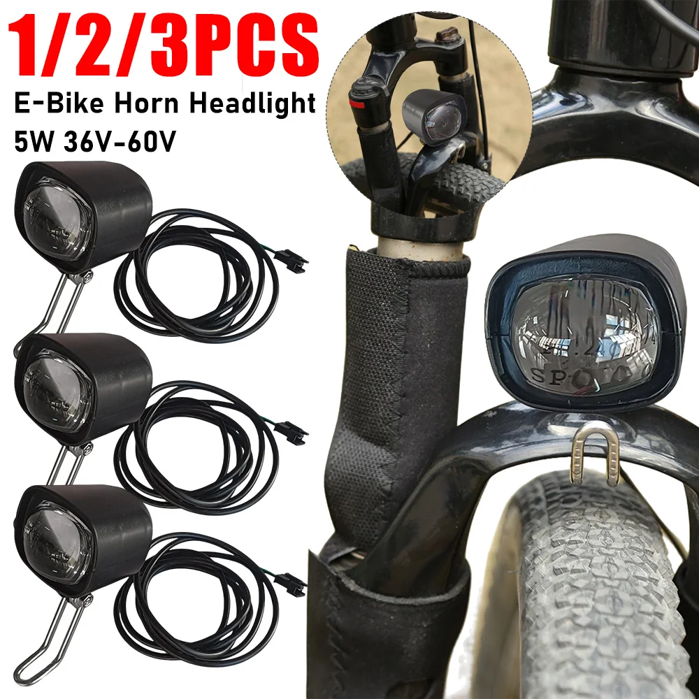 

1-3PCS Electric Bicycle Light 2 in 1 Scooter Horn Headlight Motorcycle Electric Bike Front Light Lamp 36V-60V E-Bike Headlight