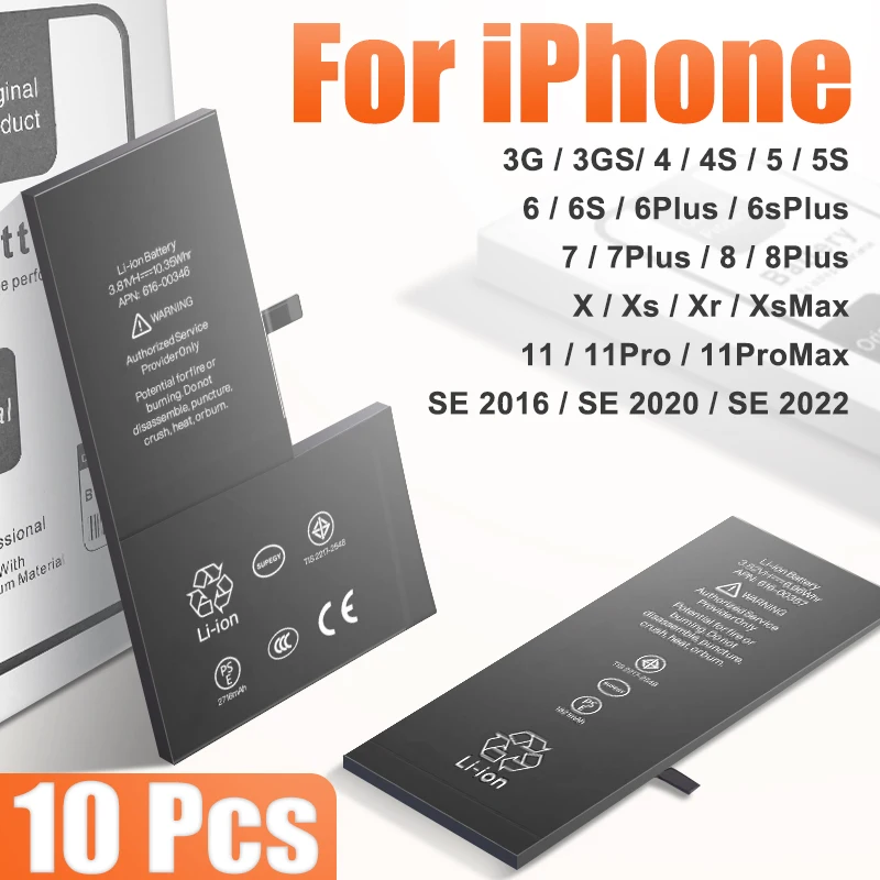 

10pcs/lot 0 Cycle Battery For iPhone 4 4S 5 5S 5C 7 8 6S 6 Plus X XR 11 11Pro Xs Max Phone Batteries For 6sPlus 7Plus XsMax SE2
