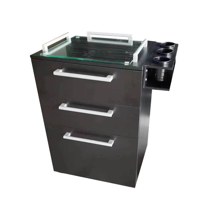 2023 Latest High Quality Heavy Duty Black Barber Cabinet Salon Trolley Storage Cabinet 10 Years Warranty