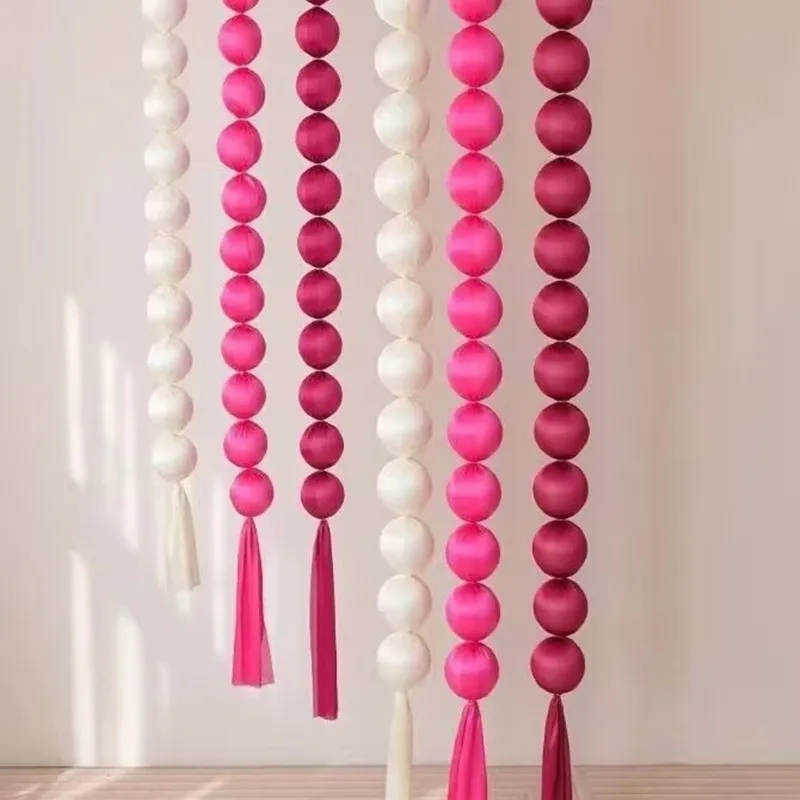 2PCS New Colored Fabric Foam Ball String Pendany For Wedding Showcase Background Wall Decoration Shooting Photo Props - view 2