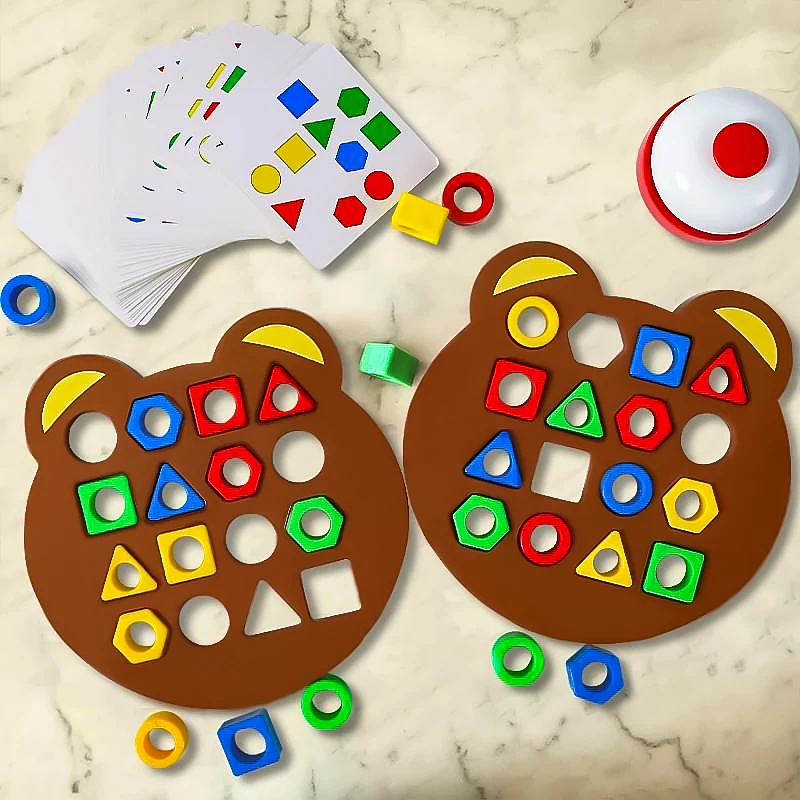 Baby Early Education Puzzle Bear Geometry Matching Block Toys Suitable for Kids Aged 3-6 Parent Child Interactive Warfare Toys