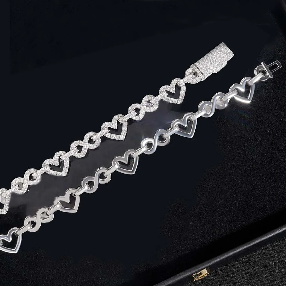 Full Moissanite Tennis Necklace for Women Heart Shape Lab Diamond Choker GRA Certified 925 Sterling Silver Neck Chain Jewelry - view 5