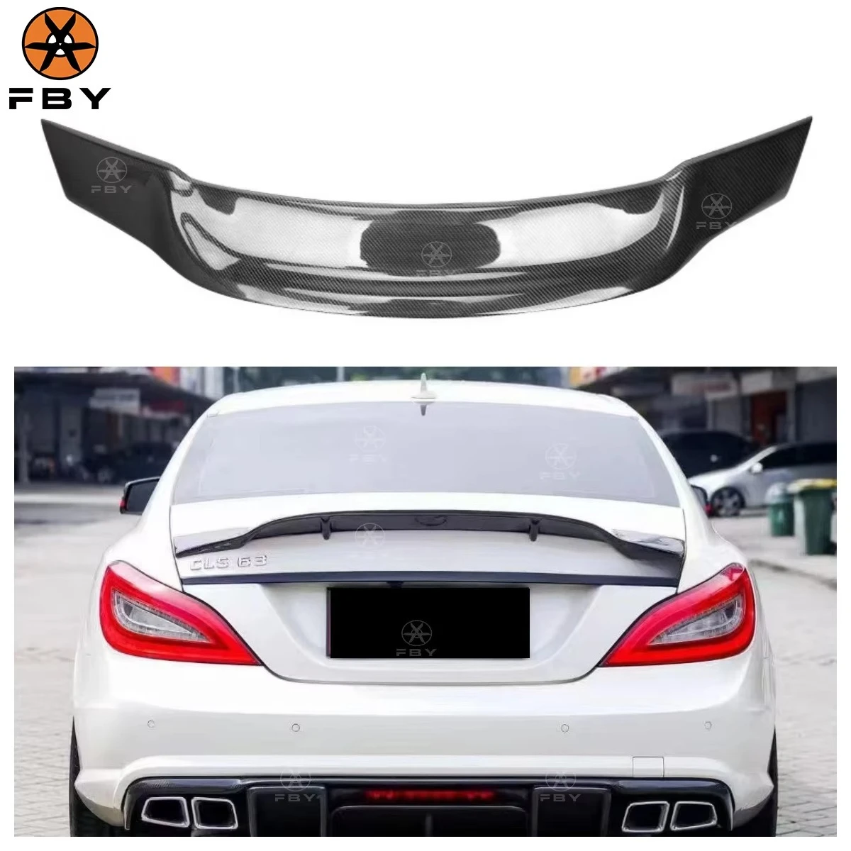 High Quality R Style Carbon Fiber Rear Trunk Spoiler Ducktail Fro  W218 CLS Class CLS63 2014-2016